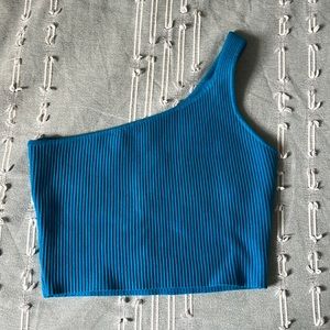 House of Harlow One-Shoulder Knit Cropped Top